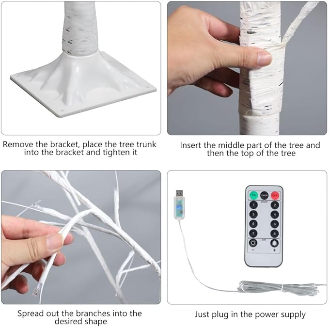 Lighted Tree,2 Pack 6 Ft 240 Led Warm White Birch Tree Light Detachable Tree Light Fairy Light Spirit Tree Fall Decor for Home Twinkling Tree Party Bedroom Wedding Thanksgiving Christmas Decorations