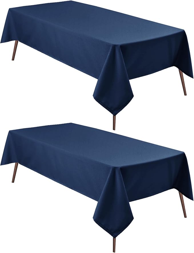 Hiasan 2 Pieces Square Tablecloth - Waterproof Washable Polyester Table Cloth for Dining Room Kitchen Party Camping, Navy Blue, 54 x 54 Inch
