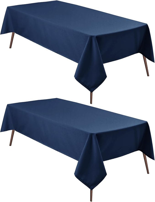 Hiasan 2 Pieces Square Tablecloth - Waterproof Washable Polyester Table Cloth for Dining Room Kitchen Party Camping, Navy Blue, 54 x 54 Inch