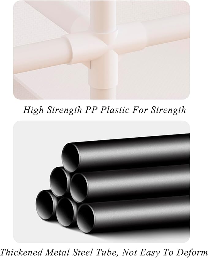 Portable Closet,Portable Closets for Hanging Clothes,Japanese Style Garment Rack with 2 Hanging Rods,6 Storage Shelves,43.3" L x 17.7" W x 65.1" H,Black