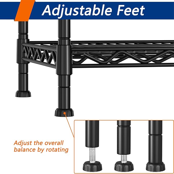 REGILLER 5-Wire Shelving Metal Storage Rack Adjustable Shelves,17.7" D×47.3" W×72.3" H Standing Storage Shelf Units for Laundry Bathroom Kitchen Pantry Closet