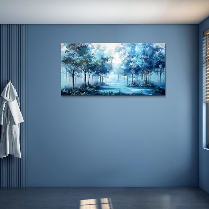 Wapluam Foggy Forest Landscape Wall Pictures Large Wall Art For Living Room Canvas Wall Decor For Bedroom Office Decorations Trees Wall Paintings Canvas Prints Art Home Decor Mural Ready To Hang