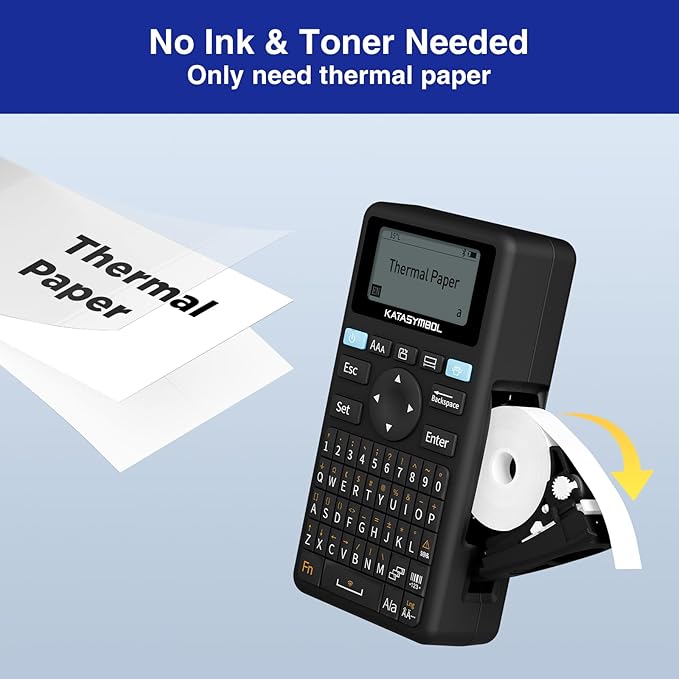 SUPVAN E11 Bluetooth Label Maker Machine with 4 Tapes, Support Keyboard & App with 40 Fonts and 450+ Icons, Rechargeable Inkless Labeler for Home, Kitchen, Office, School Organization, Black