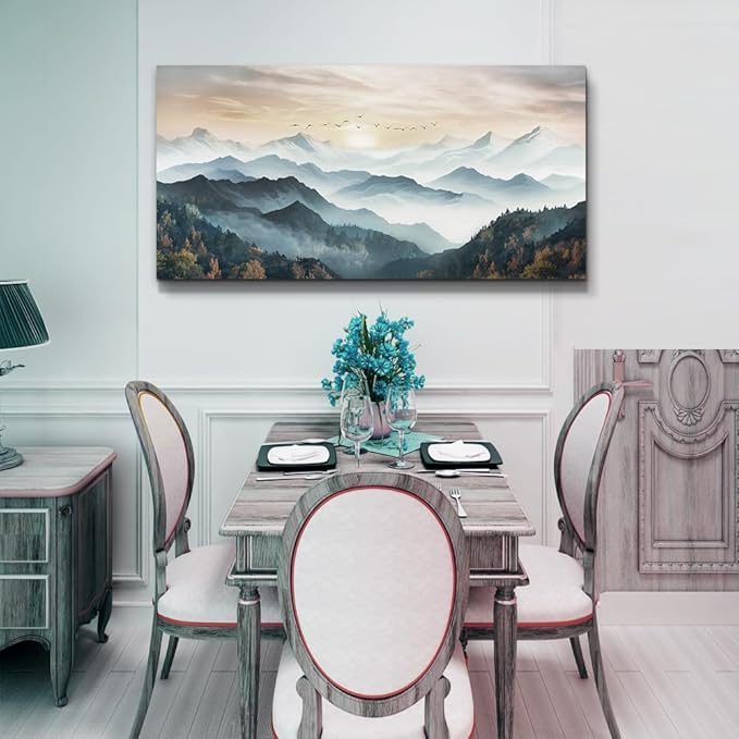 Lapremoly Canvas Wall Art For Living Room Large Wall Decor For Bedroom Office Wall Decoration Fog Forest Landscape Wall Painting Mountain Wall Prints Pictures Artwork Modern Room Home Decor 20"X40"