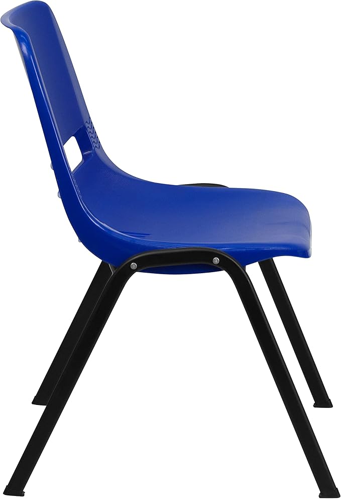 EMMA + OLIVER Blue Ergonomic Shell Student Stack Chair - Classroom Chair / Office Guest Chair