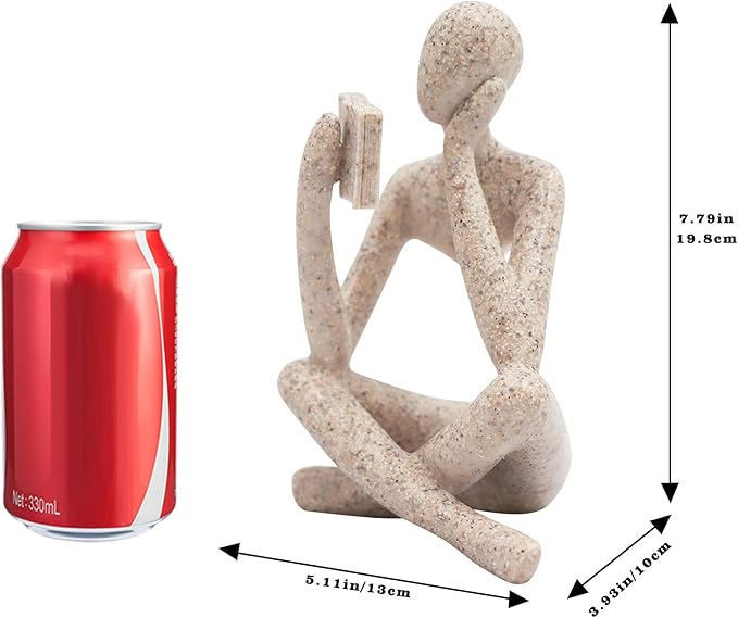 Bookshelf Decor, Reading Thinker Sculpture Figurine, Coffee Table Decor, Entry Way Table Home Decor, Decorative Statue for Living Room, Office, Bedroom, Gift