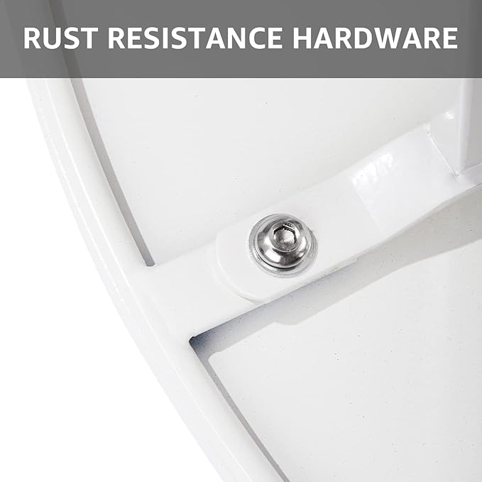 Outdoor Side Table, Outdoor/Indoor Metal Steel Patio Coffee Table, Round Weather Resistant Anti-Rust, White