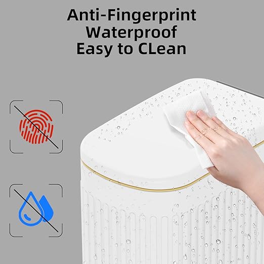 2.6 Gallon Slim Bathroom Trash Can with Soft Close Lid, 10L Stainless Steel Garbage Can with Removable Liner Bucket, for Narrow Spaces, Bathroom, Bedroom (White)