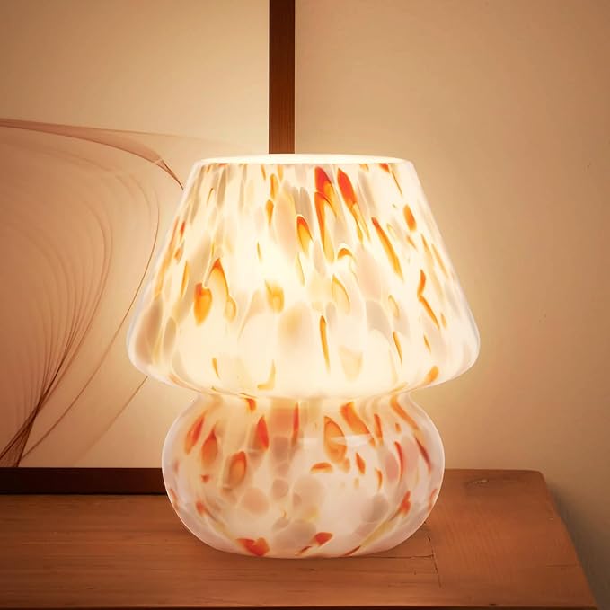 Mushroom Lamp Table Lamp for Bedroom,Small Desk Bedside Lamps for Living Room,Mushroom Decor Cute Mini Modern Mid Century Lamps for Night Stands,Aesthetic Home Living Room Decor(Flame Cream)