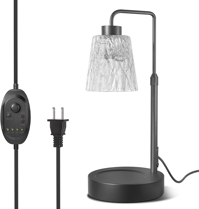 Black Candle Warmer Lamp with Timer Dimmer,Height Adjustable Candle Wax Warmer,Modern Iceberg Wax Melt Warmer for Jar Candles, Birthday Gifts for Women Mom Friend Sister, Bedroom House Warming Decor