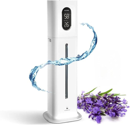 Humidifier Large Room, 2.1Gal/8L 3 Speed Quiet Humidifiers for Bedroom with Timer, Top Fill Ultrasonic Cool Mist Humidifier with Humidity Setting, Timer, Aroma Box for Home, Plant, Baby, Yoga