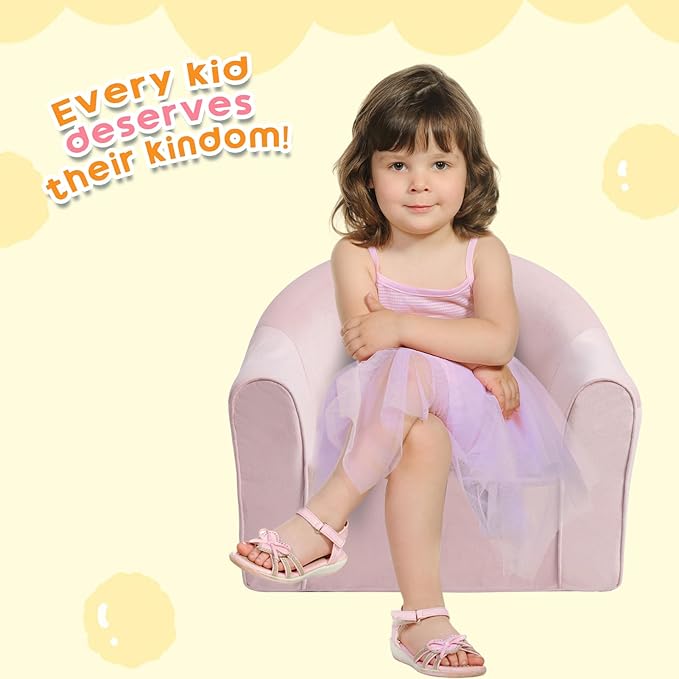ALIMORDEN Adorable Toddler Chair, Snuggly Soft Foam Seat for Little Ones with Removable Washable Cover - Small Kids Reading Couch, Pink