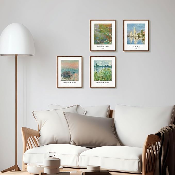 EVOLE HOME Claude Monet Art Prints, Set of 4 Wall Art, Unframed 8x10 Art Prints, Giclée Prints, Impressionism Art Poster for Home Decor, Office Wall Decor, Gift for Men, Women