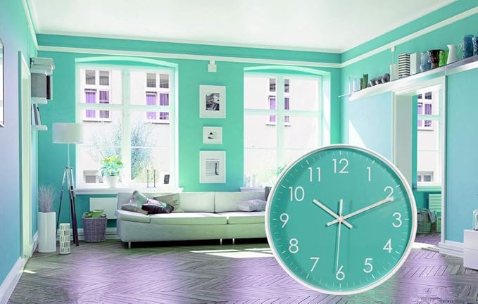 Indoor Silent Non-Ticking Quartz Modern Simple Wall Clock Digital Quiet Sweep Movement Office/Kitchen/School/Living Room Decor 10 Inch