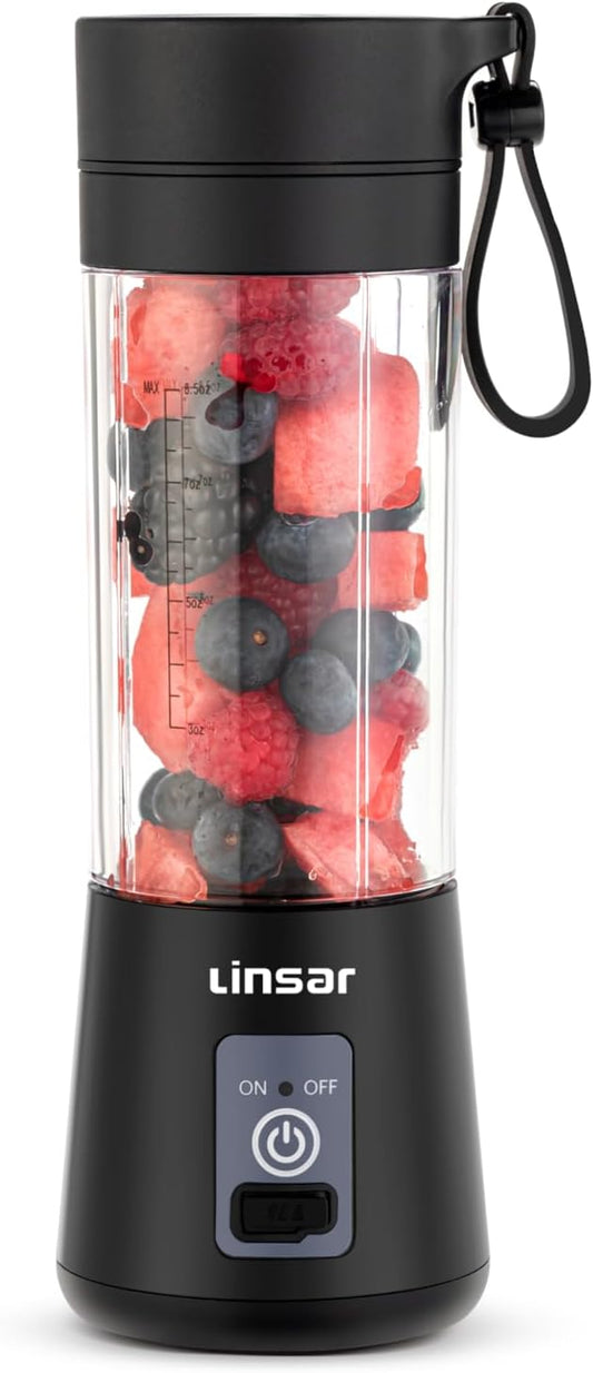 Portable Blender (Black) for Shakes and Smoothies with Durable Stainless Steel Blades for Powerful Blending Performance, USB Rechargeable for Office, Gym, Kitchen and travel