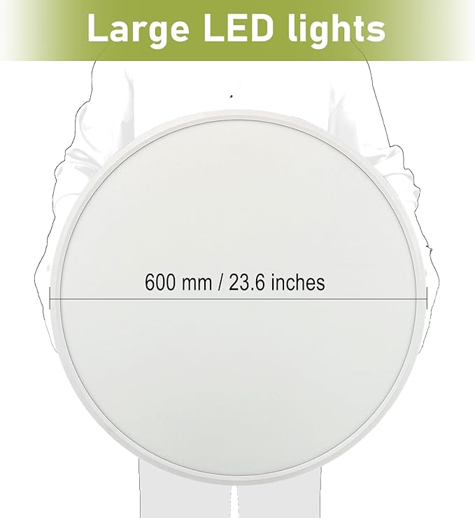 23.7 Inch Large LED Flush Mount Ceiling Light Fixtures- Dimmable & 3 CCT Modes(3000/5000/6000K), 50W 5000LM, Ultra-Thin Low Profile Ceiling Light for Living Room, Kitchen, Office, White