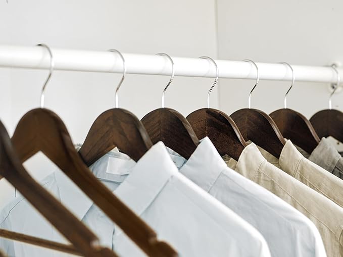 StorageWorks Wooden Hangers 30 Pack, Wood Coat Hanger for Coats, Shirts, Jackets, Pants, Suits, Walnut Color