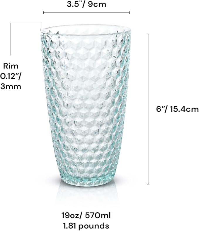BELLAFORTE - Shatterproof Tritan Plastic Tall Tumbler Teal- 19oz, set of 4, Laguna Beach Drinking Glasses - Dishwasher Safe Tumblers - Unbreakable Drinkware for Indoor and Outdoor Use, BPA Free