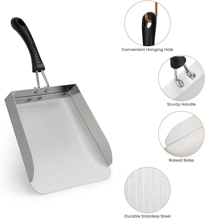 Stanbroil Stainless Steel Griddle Mover Smash Burger Food Shovel Grill Spatula Great for Stir Fry and Move Food, 13"