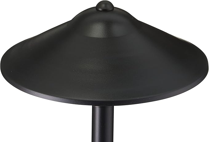 VOLT Max Spread 12V Black Brass Path Light (25" Tall, 9" Shade) with 3W 2700K Warm White G4 LED Bulb for Low Voltage Landscape Lighting on Outdoor Pathway, Walkway, Garden, Driveway or Patio