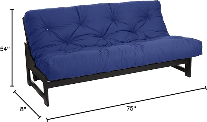 Mozaic Full Size 8-Inch Cotton Twill Gel Dual Memory Foam Futon Mattress, Blue