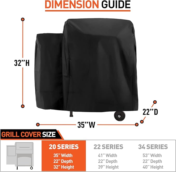 Outdoor Grill Cover Compatible with Traeger 20 and Rec Tec Bullseye - Heavy Duty Pellets Smoker Cover for Tailgater Grill Accessories
