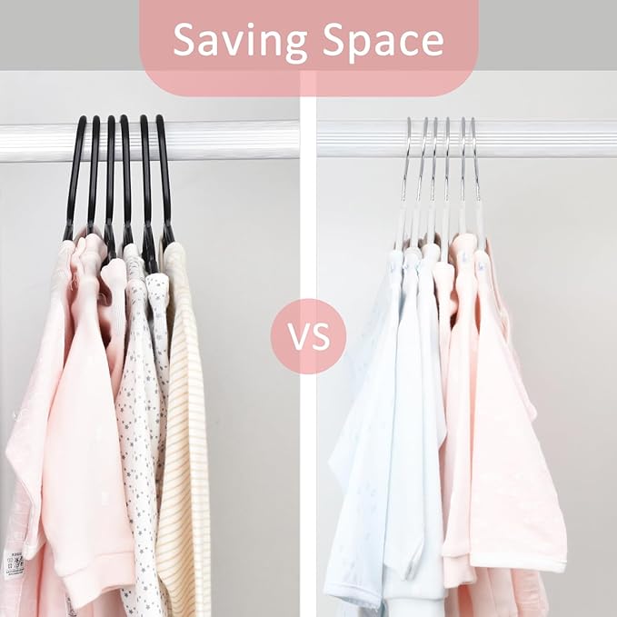 ManGotree 11" Baby Velvet Hangers, Non-Slip Infant Coat Hangers, Ultra-Thin Toddler Felt Hanger with 360° Swivel Hook, Space Saving Children's Hanger for Kids Clothes, 48 Pack (White)