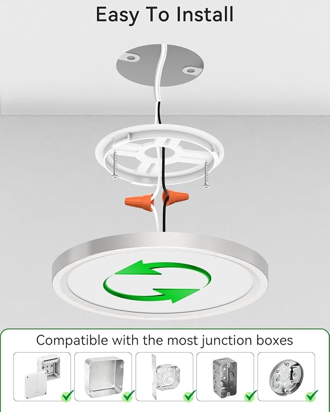 zemty Silver Flush Mount Ceiling Light - Super Thin 12In 28W 3200lm Brushed Nickel LED Ceiling Light with 3 Color Temperature 3000K/4500K/6000K - Low Profile Light Fixture for Kitchen Bathroom,2Pack