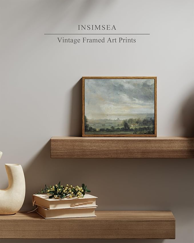 InSimSea Framed Canvas Wall Art, Vintage Decor - Classical Scenery, Vast Grassland Painting - Living Room, Bedroom, Bathroom Wall Decor - 8"x10"