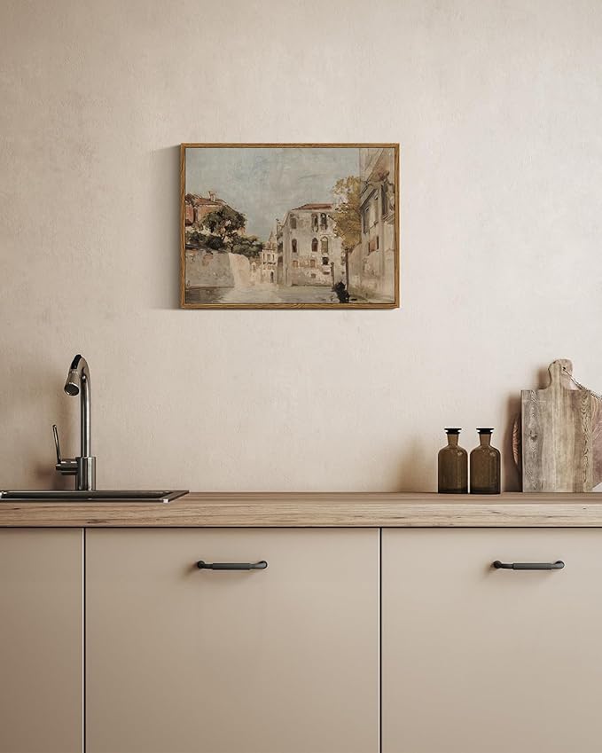 InSimSea Framed Wall Art for Living Room Classical Cityscape Artwork Wall Decorations View of Venice Canvas Prints Bathroom Pictures Farmhouse Office Home Wall Decor 12x16in