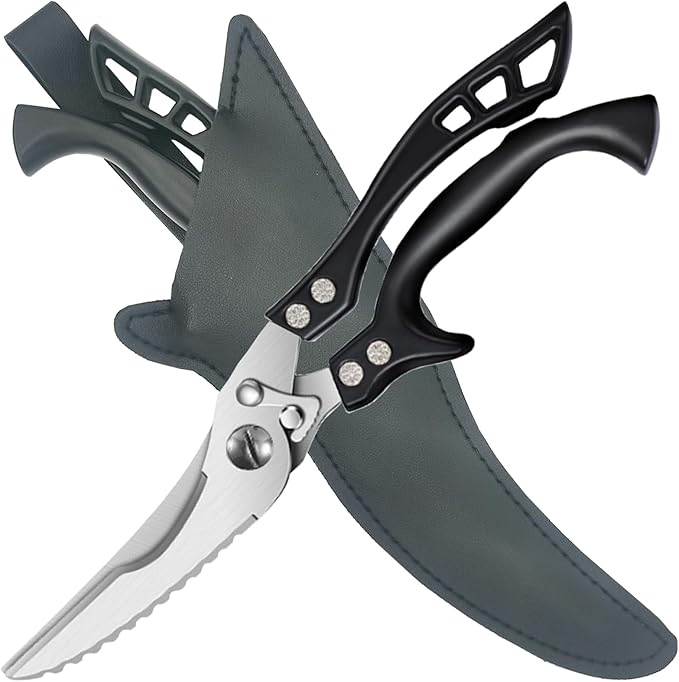 ANDONG Heavy Duty Kitchen Scissors, Professional Poultry Shears, Cooking Utensils, Black
