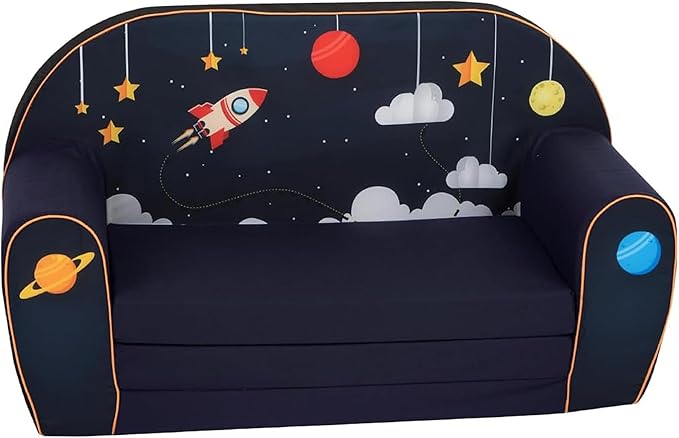 Delsit Kids Couch for Toddlers - 2 in 1 Convertible Foam Sofa to Lounger, Comfy Flip Out Lounge Chair for Children, Made in Europe