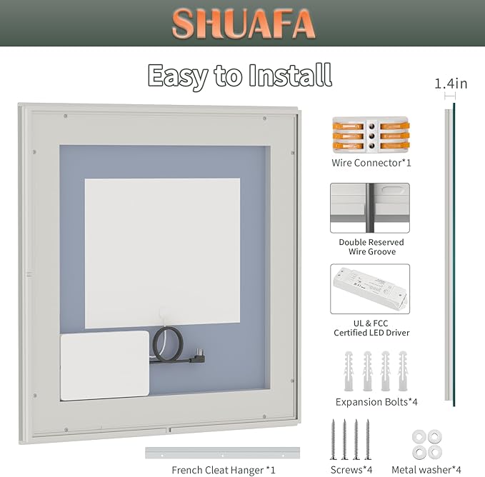 LED Mirror for Bathroom, 36x36 Inch Backlit + Front Lighted Bathroom Vanity Mirror with Lights for Wall, Double Light Strips, 3 Colors, Shatter-Proof, Anti-Fog and Brightness Memory