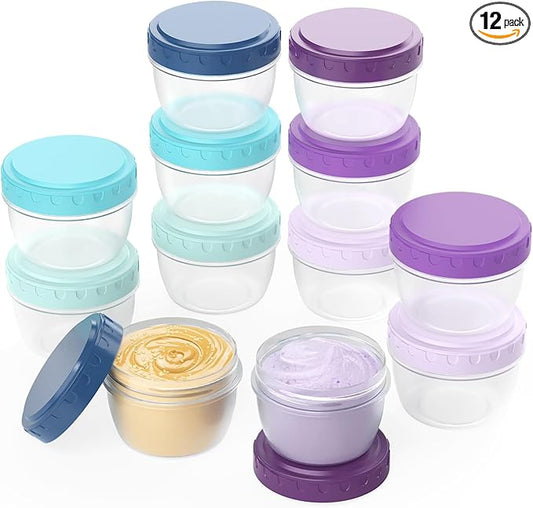 Salad Dressing Containers To Go 2.7 oz Small Condiment with Lids Reusable BPA Free Leakproof Dipping Sauce Cups for Snack,Kitchen Storage,Camping,Travel (12 Pack)