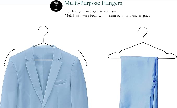 16.5" Heavy Duty Matte Black Metal Hangers 20 Pack, Wire Black Clothes Hangers for Coat Suit, Shirts, Dress, Pants，Camisole Wedding Dress (Black, 20Pack)