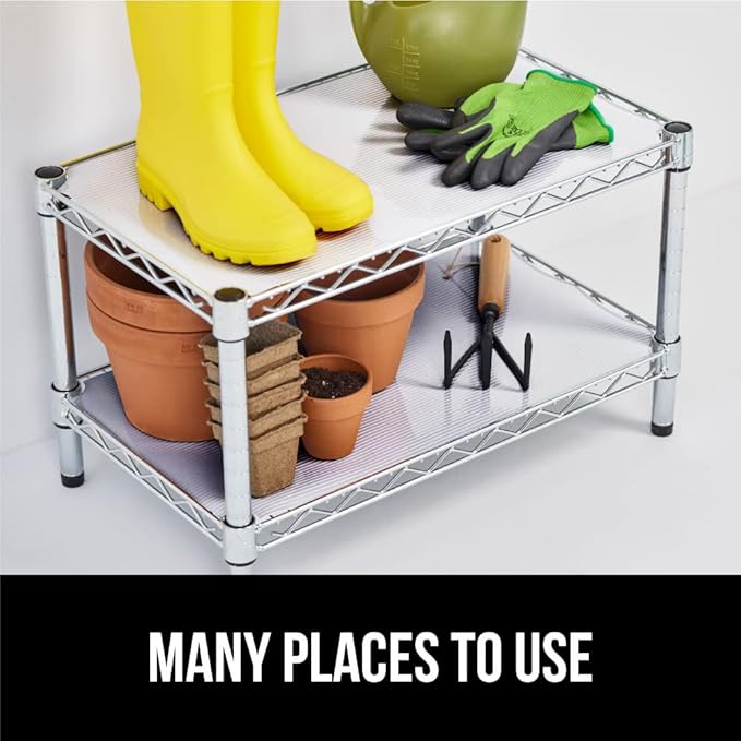 GORILLA GRIP DuraGuard Shelf Liner, Non-Adhesive Cabinet Liners for Kitchen Drawers, Shelves, Refrigerator, Pantry Storage, Bathroom Closet, Durable Waterproof BPA Free Ribbed Plastic, 17.5x10 Clear