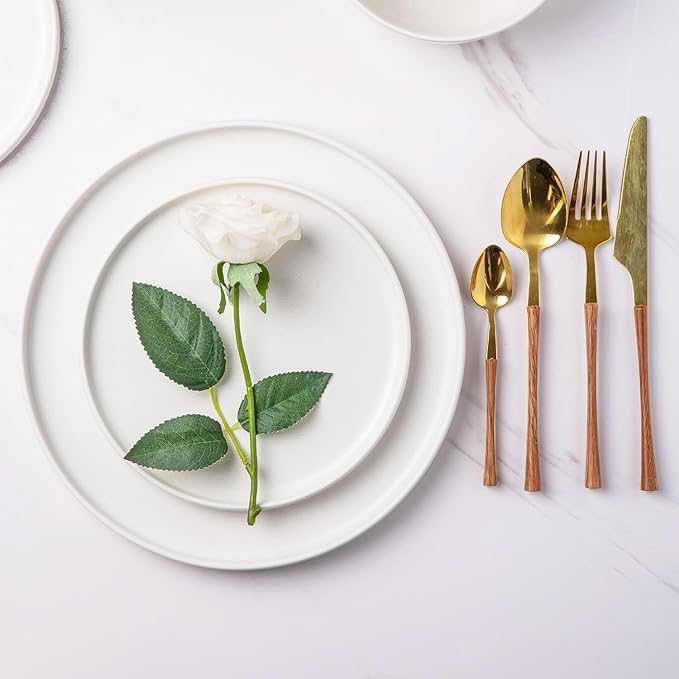 AmorArc Stoneware Dinnerware Sets with Pasta Bowl Set, Reactive Ceramic Plates and Bowls Set, Highly Chip and Crack Resistant | Dishwasher & Microwave Safe | Round Dishes Set Service for 4 (16pc)