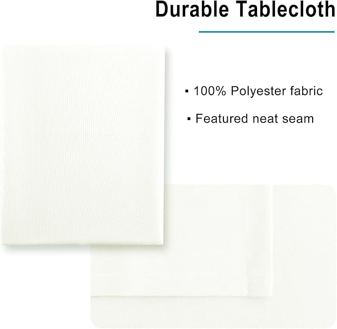 Hiasan Ivory Tablecloth for Square Tables - Waterproof and Spillproof Washable Fabric Table Cloth for Dining Room Kitchen Party, 70 x 70 Inch