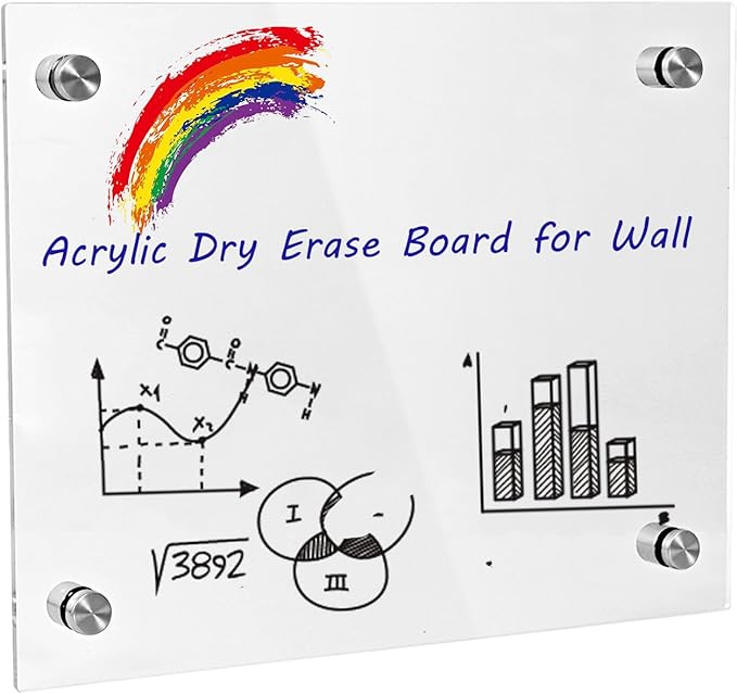 iCAGY Clear Acrylic Dry Erase Board for Wall - Wall-Mounted Whiteboard for Office Home and Kids - Sleek Design, Easy Installation, Rounded Corner, 18" x 24", Clear
