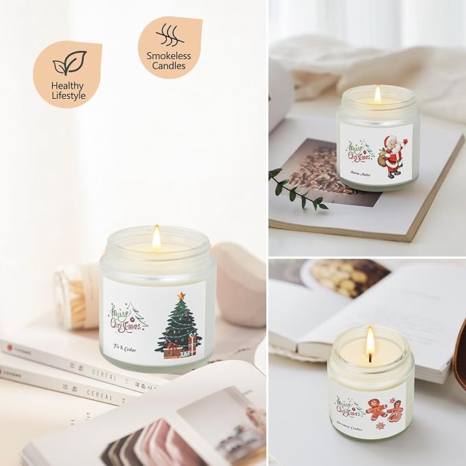 Christmas Scented Candles for Home, 6 Pack Soy Set, 21 oz Jar, Perfect Gifts for Women/Coworker/Girlfriend/Friends