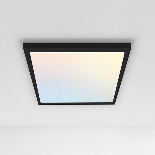 ASD LED 12" Square Flush Mount Ceiling Light Fixture, Low Profile Surface Lighting | 5CCT, Dimmable, Ultra-Thin, ETL Listed | 24W 1700LM 2700-6000K 120V | Kitchen, Bedroom, Hallway Lamp | Black