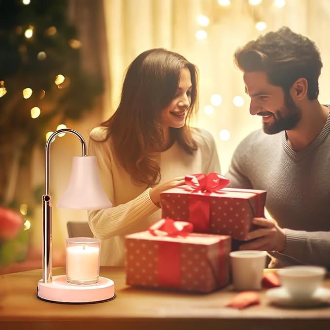 Candle Warmer Lamp White, Height Adjustable Candle Lamp Warmer with Timer, Dimmable Electric Wax Melt Warmer for Jar Candles, House Warming Gifts New Home Decor
