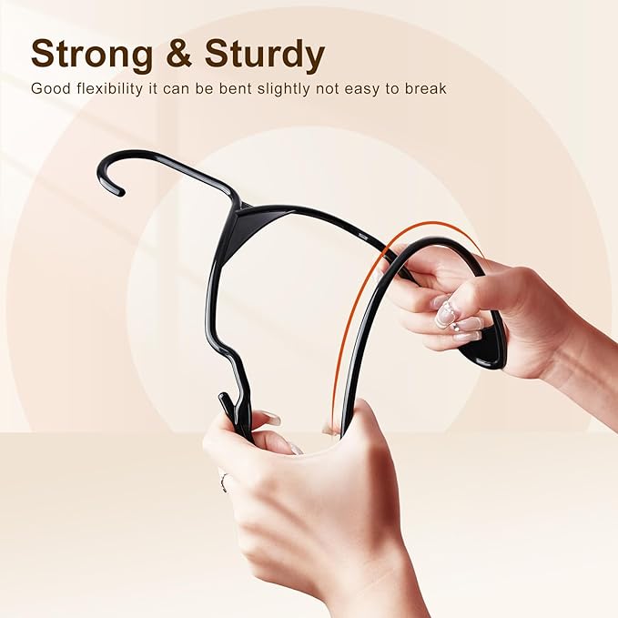 HOUSE DAY Premium Plastic Hangers 10 Pack, Clothes Hanger Space Saving, Heavy Duty Coat Hanger - Durable and Strong Closet Organizers and Storage Makes It Ideal Dorm Room Essentials (Black)