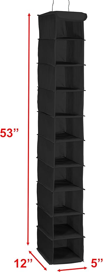 Simple Houseware 10 Shelves Closet Hanging Shoe Organizer, Black