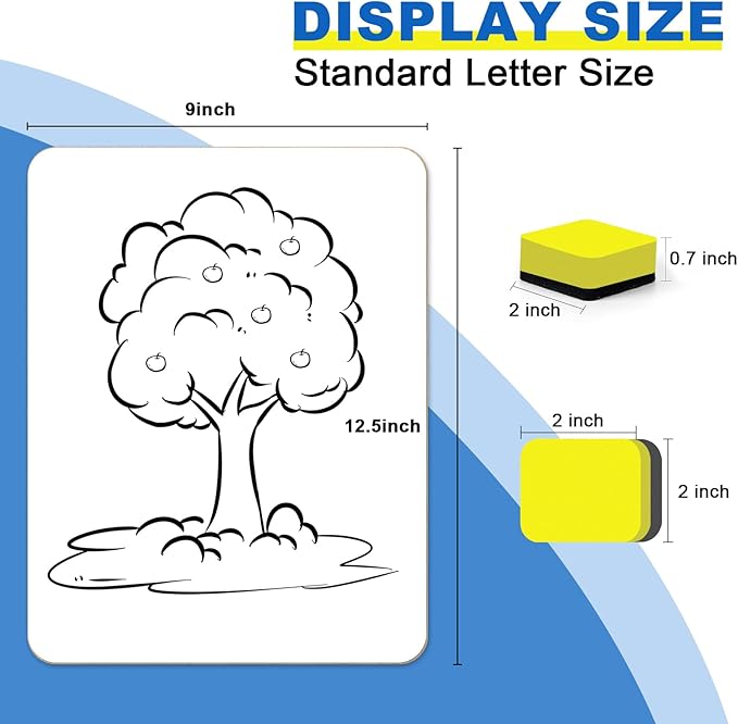 Dry Erase Lapboards, HERKKA 8 Pack Double Sided Small Dry Erase Whiteboards 9 x 12.5 Inch with 8 Erasers, Small Dry Erase Boards for Classroom Teacher Supplies, Personal White Boards for Students