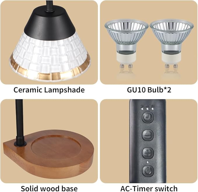 Candle Warmer Lamp with Timer, Dimmable Electric Candle Warmer,Candle Melter for Scented Candles Top-Down Candle Melting,Home Decor Mothers Day Birthday Gifts for Women Mom Grandma(White Glass)