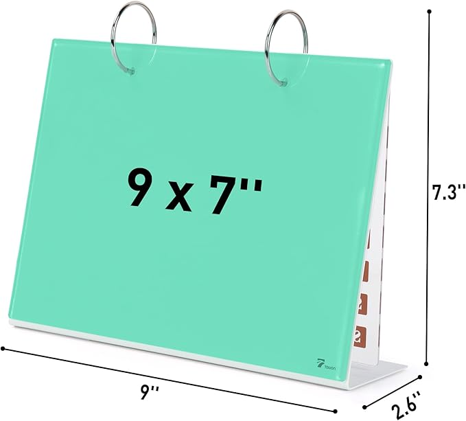 Desktop Glass Dry Erase & Acrylic Aesthetic Calendar Weekly to-do List Combo, Small Magnetic Standing Whiteboard, Desk Flip Easel Calendar with Accessories for Home Office Supply, Mint Green, 9 x 7''