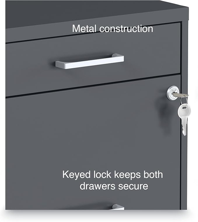 Alera Soho Vertical File Cabinet, 3 Drawers: Pencil/File/File, Letter, Charcoal, 14" X 18" X 26.9"