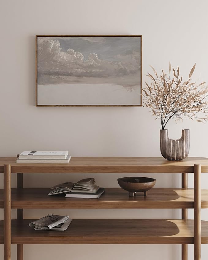 InSimSea Framed Canvas Wall Art Vintage Decor, Home Decor Classical Oil Painting Cloud Study Large Decorations for Living Room, Wall Art for Bedroom Bathroom Gallery, 20"x30"