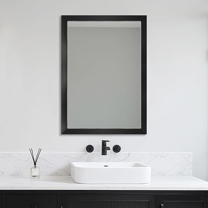 Ruomeng Rectangular Wall Mirror 24"x36" for Bathroom, Bedroom, Entryway, Living Room, Black